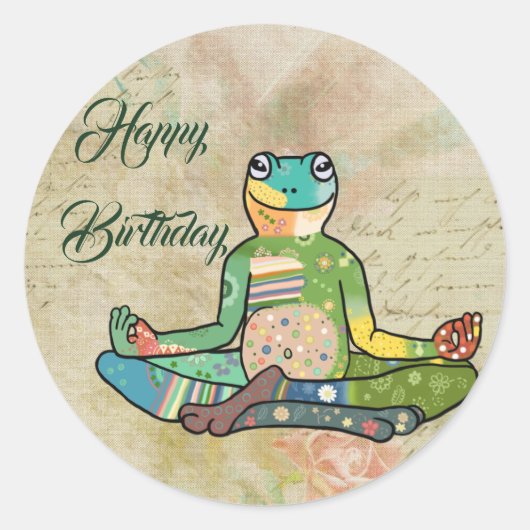 Yogafrosch Ronde Sticker (Voorkant)