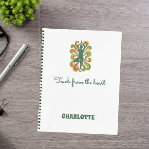Yogahouding kronkelt groene oranje naam slogan ret notitieboek