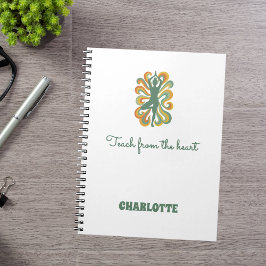 Yogahouding kronkelt groene oranje naam slogan ret notitieboek