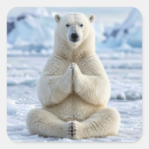 Yogahouding van ijsbeer vierkante sticker