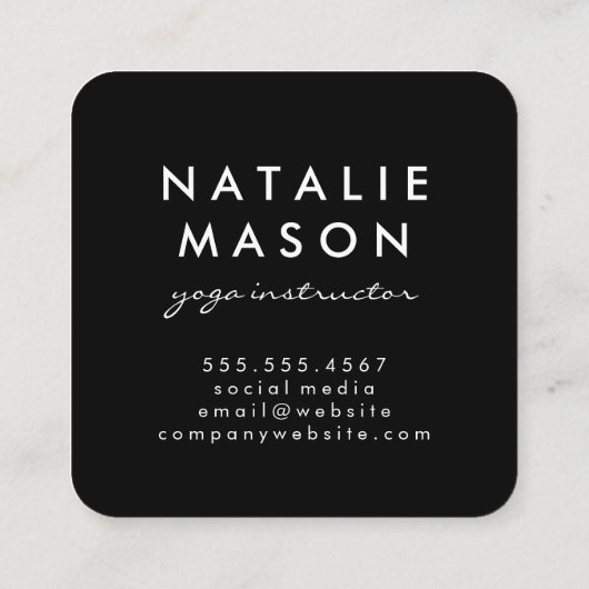 yogahouding | yoga-instructeur vierkante visitekaartje (Achterkant)