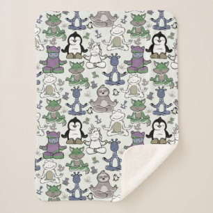 Yogahoudingen patroon Naadloos yoga patroon 66 Sherpa Deken