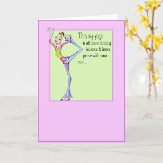 #Yogahumor, #yogapose, #yogabirthday, vriendschap Kaart (Gele Bloem)