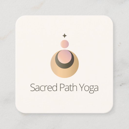 Yogaleraar Celestial Boho Logo Vierkante Visitekaartje (Voorkant)