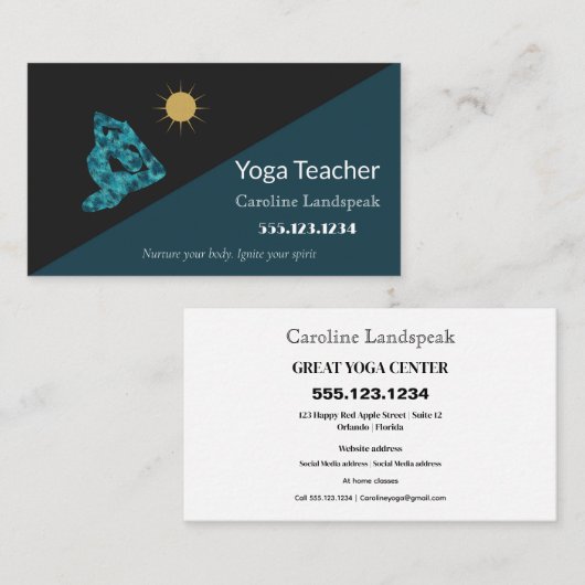 Yogaleraar Impressionisme Schilderd Blauwgroen Bla Visitekaartje (Voorkant / Achterkant)
