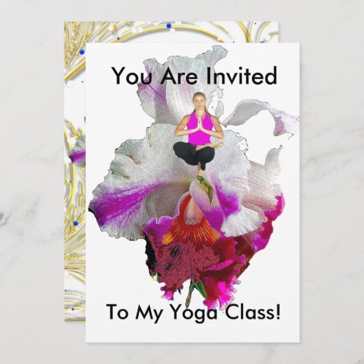 YOGALES UITNODIGING - YOGA HOUDING OP ORCHIDEE (Voorkant / Achterkant)