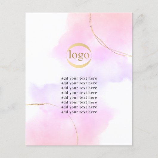 Yogalessen Foto Logo Waterverf Roze Goud Chic Flyer (Achterkant)