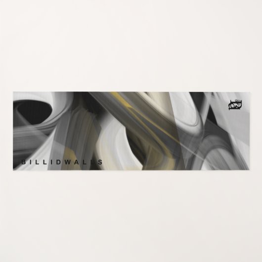 Yogamat Abstract Art Zwart Wit Goud (Voorkant (horizontaal))