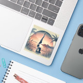 Yogameisje Sticker (Laptop met iPhone)