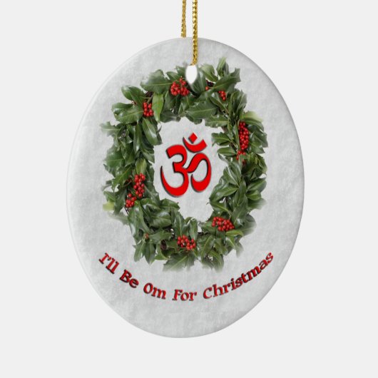 Yoga's vakantieversiering "Ik ben om voor Kerstmis Keramisch Ornament (Rechts)