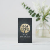 Yogastudio Meditatie-instructeur Zwarte Gouden Boo Visitekaartje (Staand voorkant)
