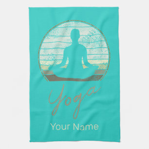 Yogatraining ontwerpmeditatie of pilates theedoek