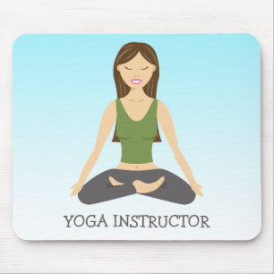 Yogavrouw in lotushouding en yogaleraar tekst muismat