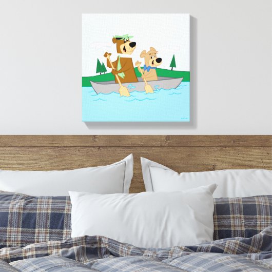 Yogi Beer en Boo Boo Fun Kano Adventure Canvas Afdruk (Insitu (Slaapkamer))