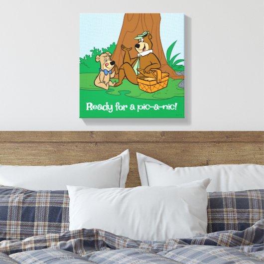 Yogi Beer en Boo-Boo picknick snack Canvas Afdruk (Insitu (Slaapkamer))