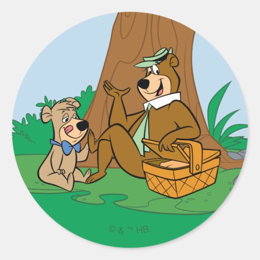 Yogi Beer en Boo-Boo picknick snack Ronde Sticker (Voorkant)