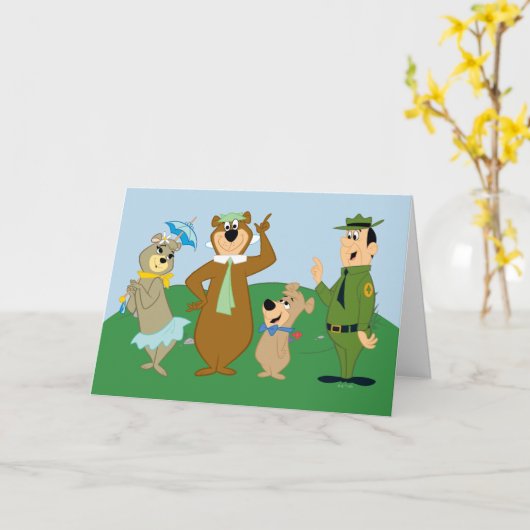 Yogi Beer en vrienden Classic Pose Kaart (Gele Bloem)