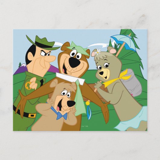 Yogi Beer en Vrienden Framed Forest Afbeelding Briefkaart (Voorkant)