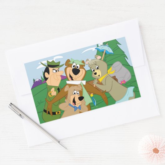 Yogi Beer en Vrienden Framed Forest Afbeelding Rechthoekige Sticker (Envelop)