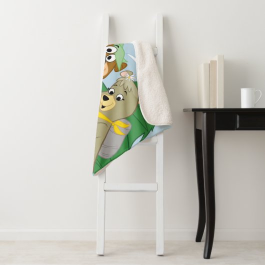 Yogi Beer en Vrienden Framed Forest Afbeelding Sherpa Deken (In situ)