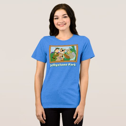 Yogi Beer en Vrienden Framed Forest Afbeelding Tri-Blend Shirt (Voorkant volledig)