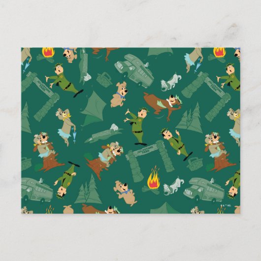 Yogi Beer en vrienden Jellystone Park Camp Pattern Briefkaart (Voorkant)