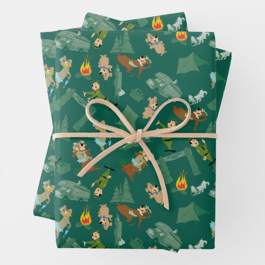 Yogi Beer en vrienden Jellystone Park Camp Pattern Inpakpapier Vel (In situ)