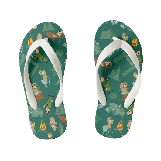 Yogi Beer en vrienden Jellystone Park Camp Pattern Kinder Teenslippers (Voetbed)