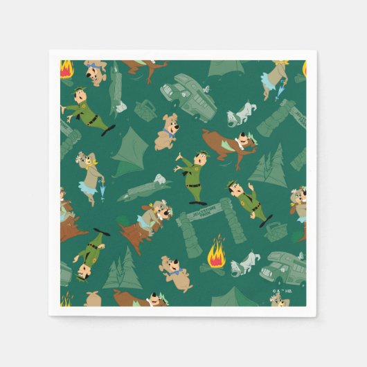 Yogi Beer en vrienden Jellystone Park Camp Pattern Servet (Voorkant)