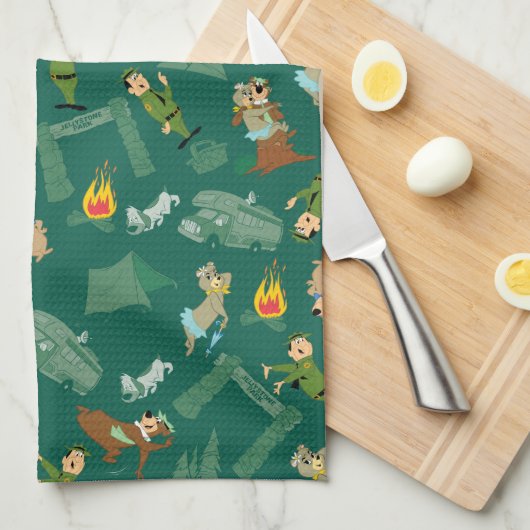 Yogi Beer en vrienden Jellystone Park Camp Pattern Theedoek (Quarter Fold)