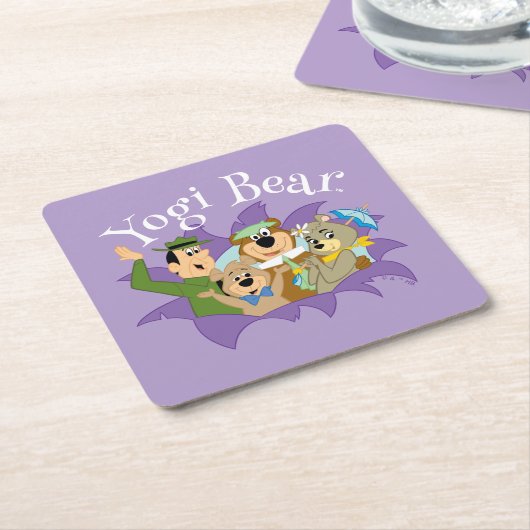 Yogi Beer en vrienden verrassen Kartonnen Onderzetters (Schuin)