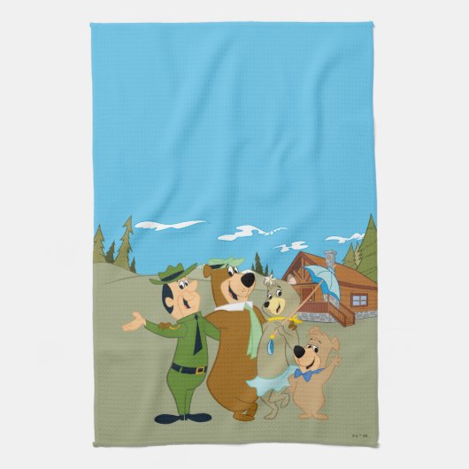 Yogi Beer en vrienden warm welkom Theedoek (Verticaal)