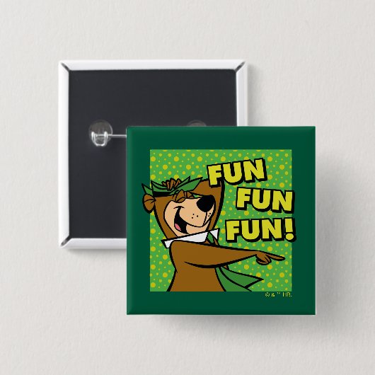 Yogi Beer Fun Fun Fun Vierkante Button 5,1 Cm (Voorkant /achterkant)
