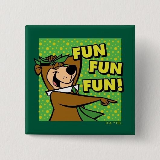 Yogi Beer Fun Fun Fun Vierkante Button 5,1 Cm (Voorkant)