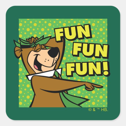 Yogi Beer Fun Fun Fun Vierkante Sticker (Voorkant)