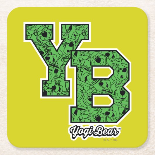 Yogi Beer met patroon Varsity Letters Kartonnen Onderzetters (Voorkant)