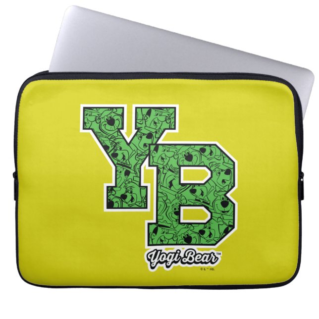Yogi Beer met patroon Varsity Letters Laptop Sleeve (Voorkant)
