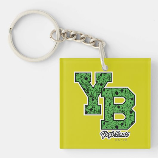 Yogi Beer met patroon Varsity Letters Sleutelhanger (Voorkant)