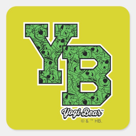 Yogi Beer met patroon Varsity Letters Vierkante Sticker (Voorkant)