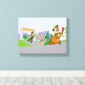 Yogi Beer's grote picknickmand ontsnapping Canvas Afdruk (Insitu (Houten vloer))