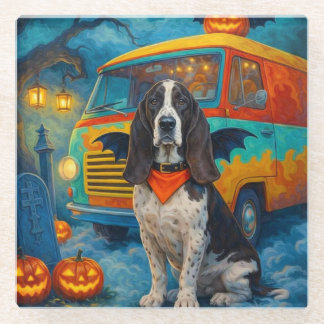 Yogi de Basset Hound als een vampier Glazen Onderzetter