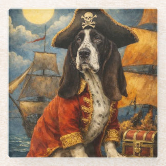 Yogi de Basset Hound Piraat Glazen Onderzetter