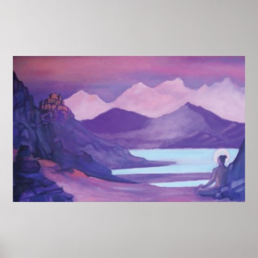 Yogi & klooster in de Tibetaanse bergen Poster (Voorkant)