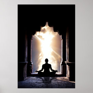 Yogi met volledige meditatie, peace zen yoga chakr poster