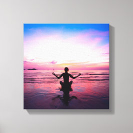 yogi op roze, yoga chakra, hart chakra's, genezers canvas afdruk