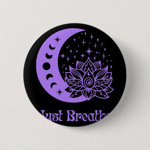 Yogi Paarse Maanfase Yoga Meditatie Alleen Ademhal Ronde Button 5,7 Cm