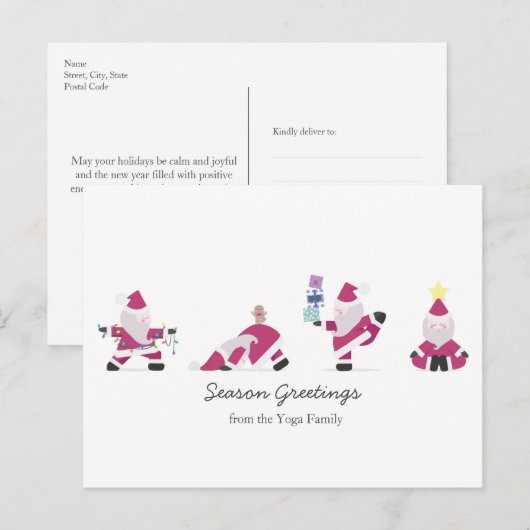 Yogi Santa Funny Yoga Pun Kerstfeestdag Postca Feestdagenkaart (Voorkant / Achterkant)