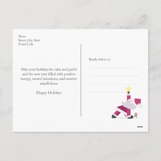 Yogi Santa Funny Yoga Pun Kerstfeestdag Postca Feestdagenkaart (Achterkant)