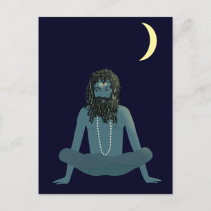 Yogi Shiva onder het Briefkaart van de maan van Cr