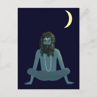 Yogi Shiva onder het Briefkaart van de maan van Cr